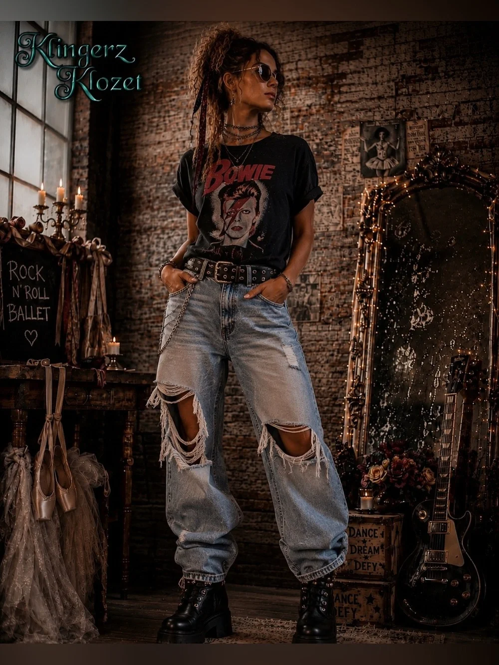 Black Studded Platform Combat Boots | Gothic Bat Buckle | Punk Grunge